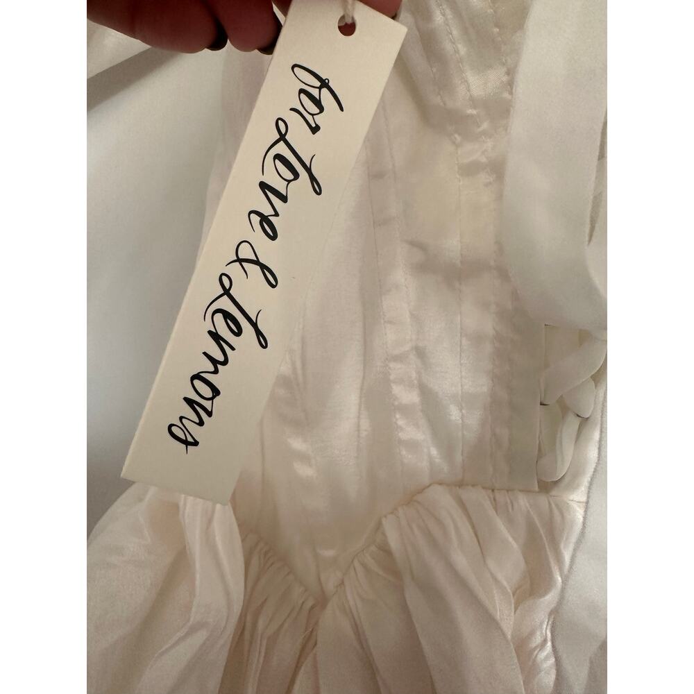 For Love & Lemons Mia Mini Dress White Puff Sleeve Small NWT - Picture 8 of 12